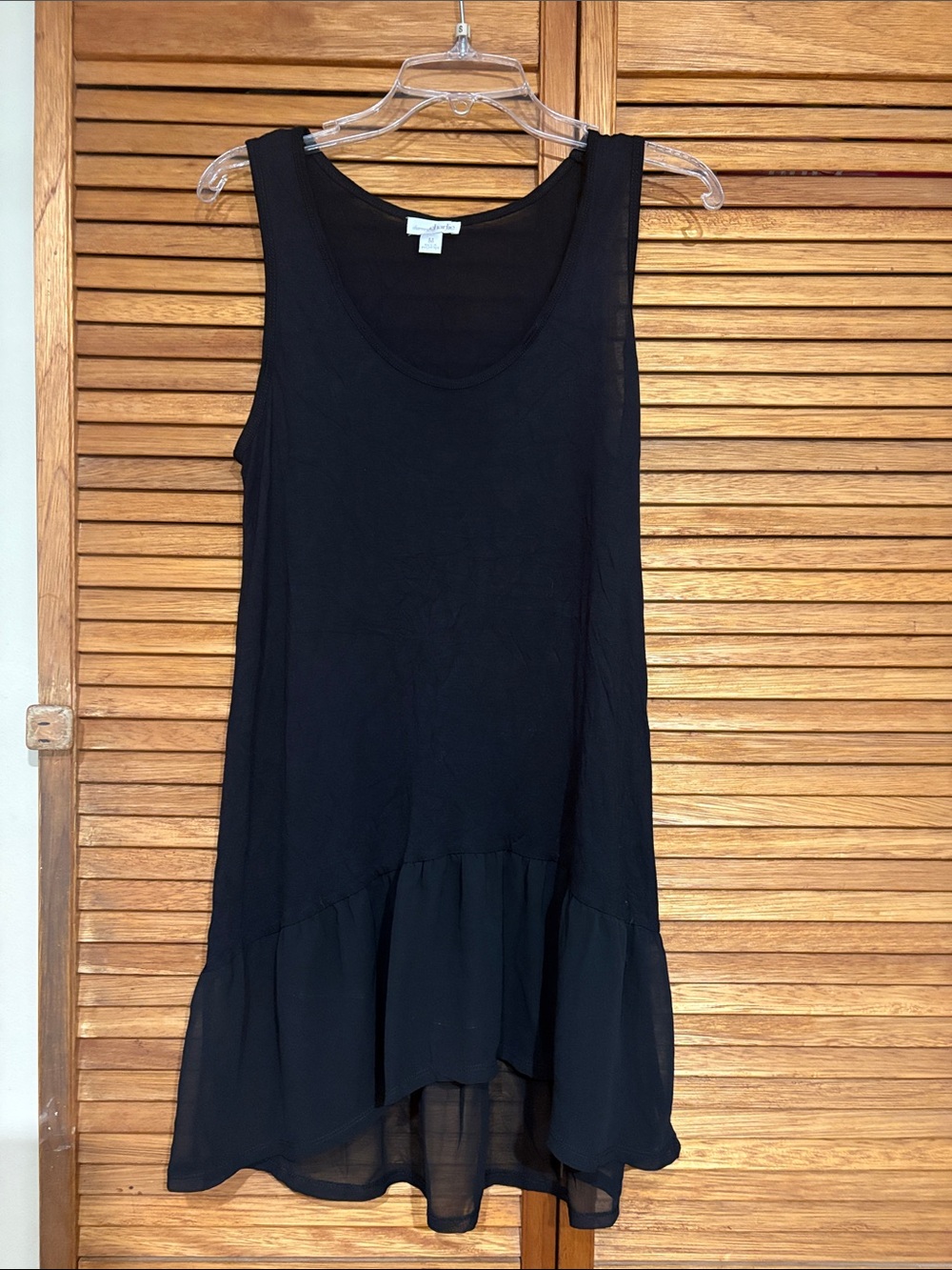 Charming Charlie Black High-Low Ruffle Tank Dress